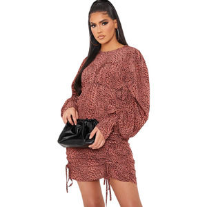 NWT I SAW IT FIRST Leopard Print Ruched Mini Dress